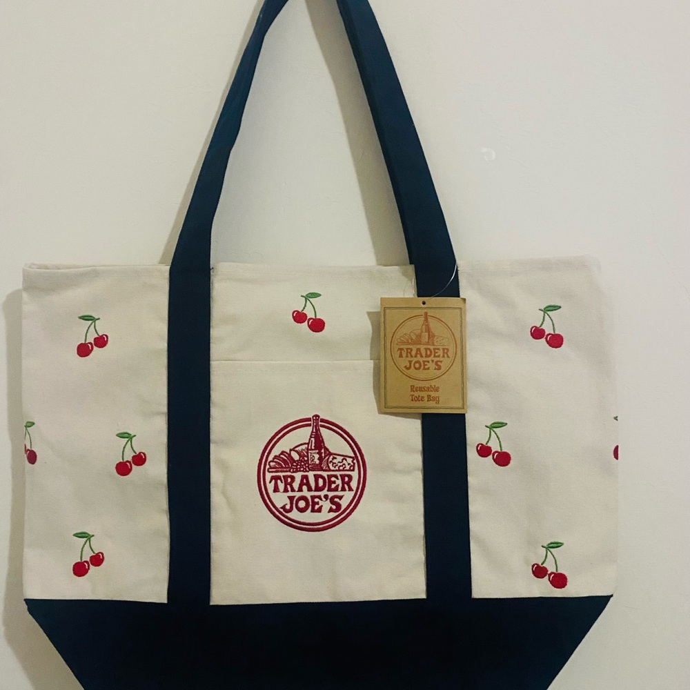 2 NWT Trader Joe’s Canvas tote with embroidery - Picture 5 of 11
